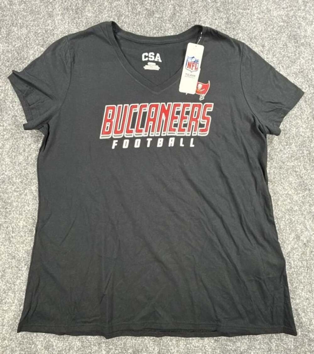 Tampa Bay Buccaneers NFL Women’s V-Neck T-Shirt Black XL- NWT